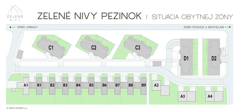 situácia lokality - Zelené Nivy Pezinok novostavba - na predaj